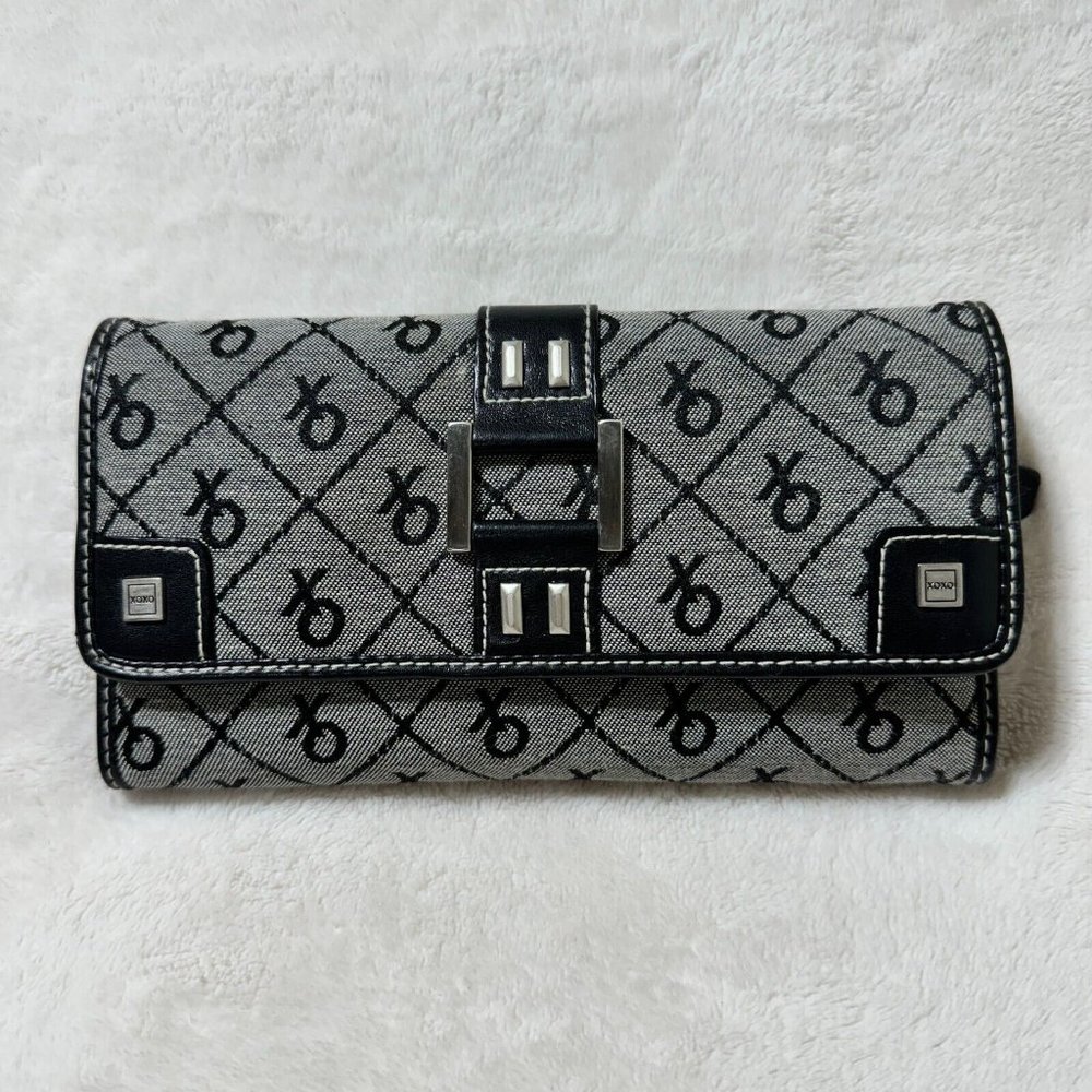 XOXO WALLET Stylish Organizer Black/Gray Checkbook, Credit Cards, License